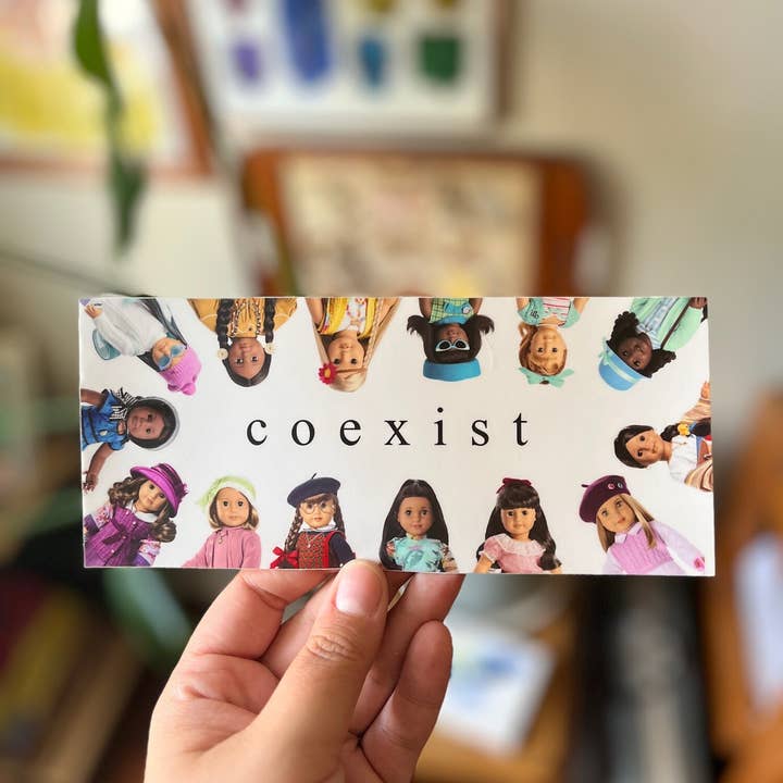 The Clay Agenda - Wholesale Sticker - COEXIST American Girl Doll Bumper Sticker