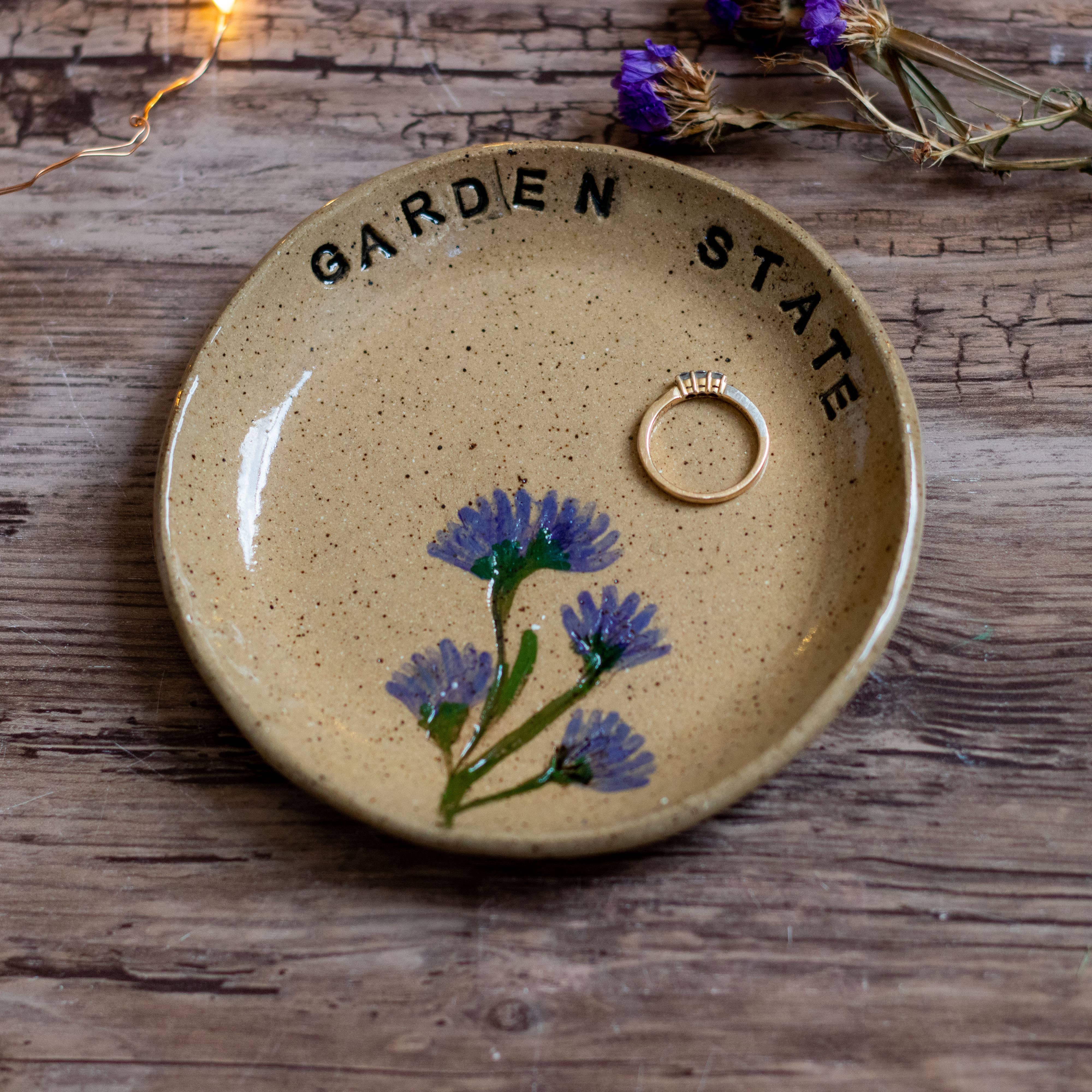 Tara Kothari - Wholesale Jewelry Dish - Custom city/state Pressed flower handmade trinket dish