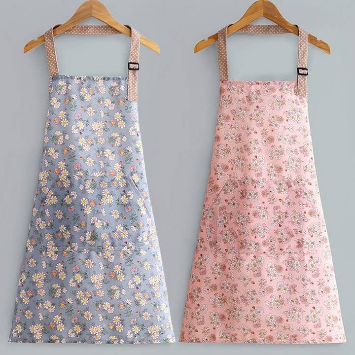 Floral Print Summer Thin Canvas Apron with pockets_CWMM2039 for wholesale by ACCITY