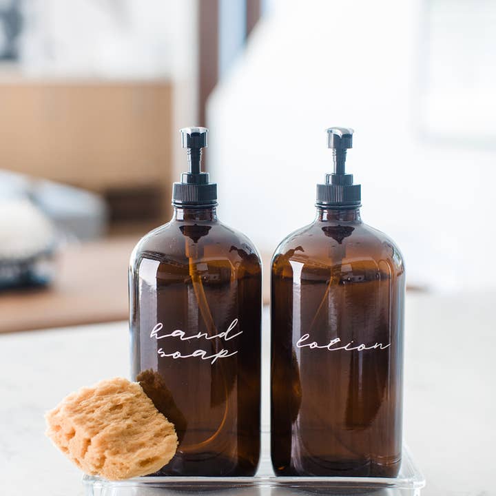 THELIFESTYLEDCO - Wholesale Soap Dispenser - Glass Amber Liquid Pumps8