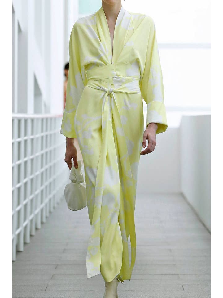 eikō ai - Wholesale Dress - Women's - Nuss Kimono Dress - Yellow