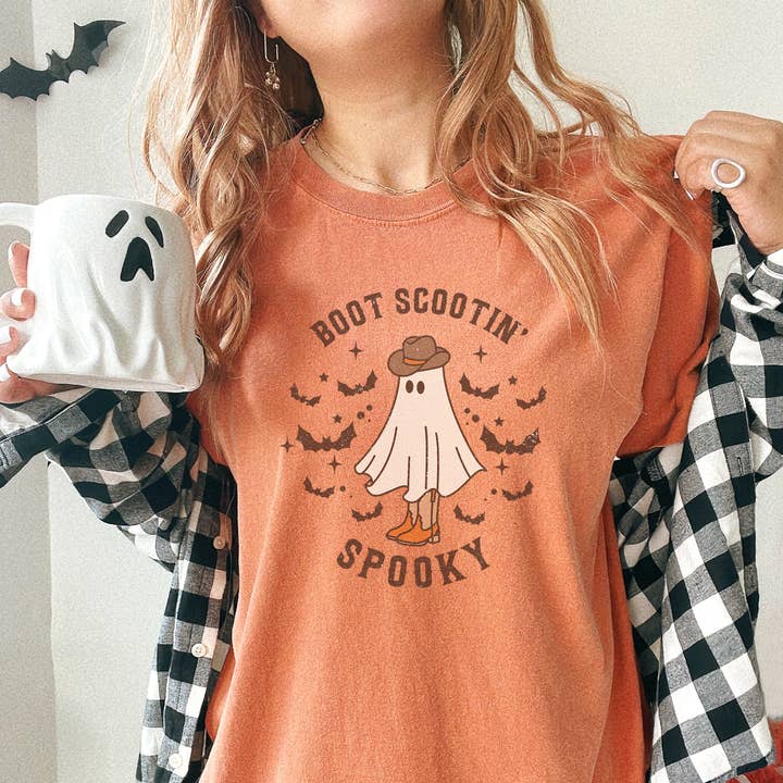 Boot Scootin' Spooky Tee for wholesale by Woobie Beans Jewelry, Gifts & Apparel