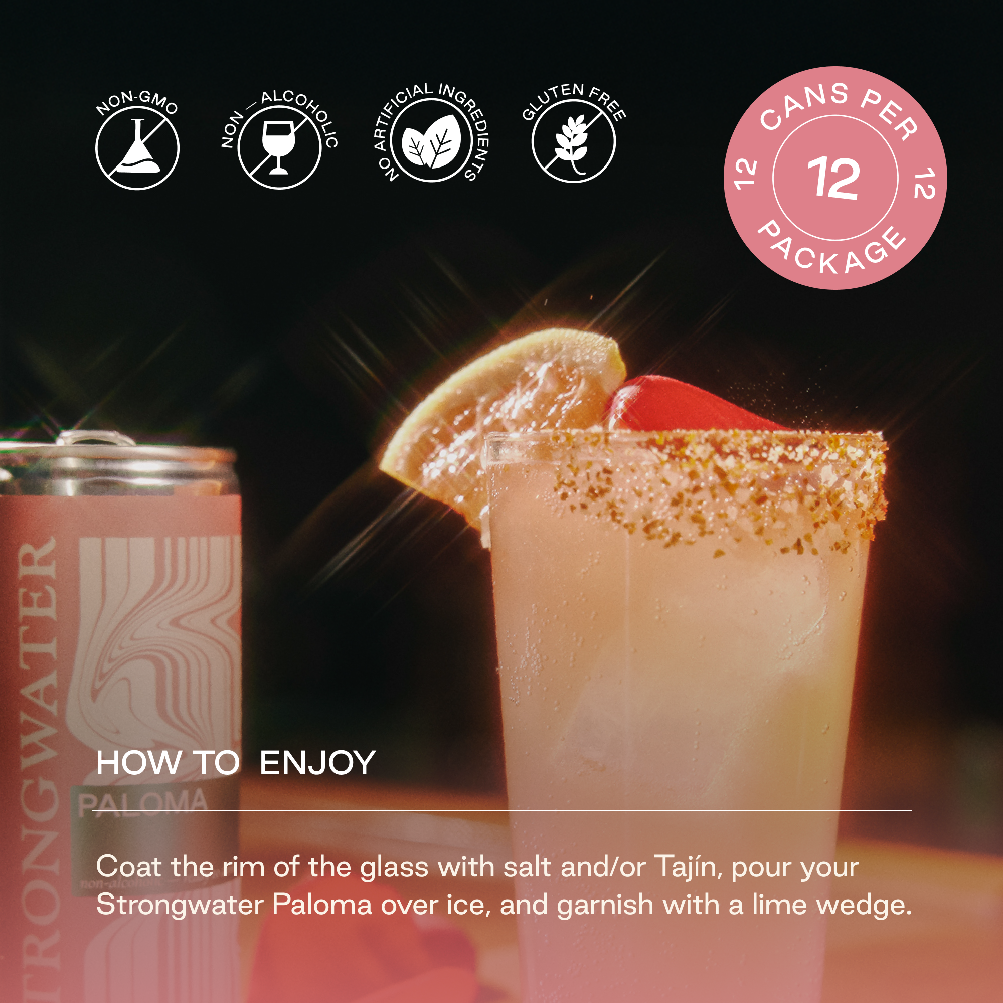 Strongwater – wholesale Non-alcoholic aperitif/mocktail – Sparkling NA Paloma Mocktail7