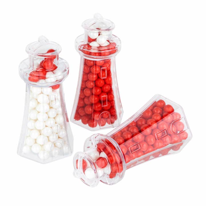 Hammont - Wholesale Party Favor Bag/Box - Light House Shaped Acrylic Candy Boxes 12 Pack 3.62"X1.88"X11