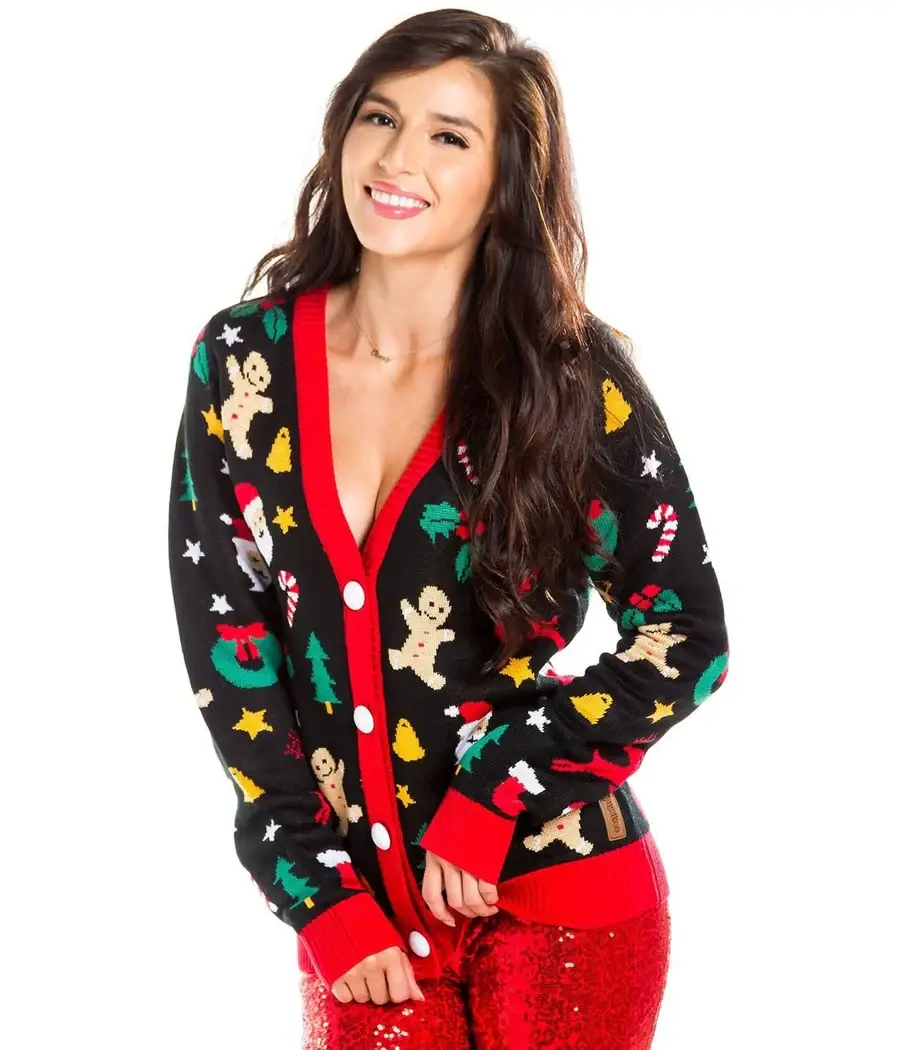 Tipsy Elves - Wholesale Cardigan - Women's - Cookie Cutter Cardigan - Women's Cute Christmas Sweater1