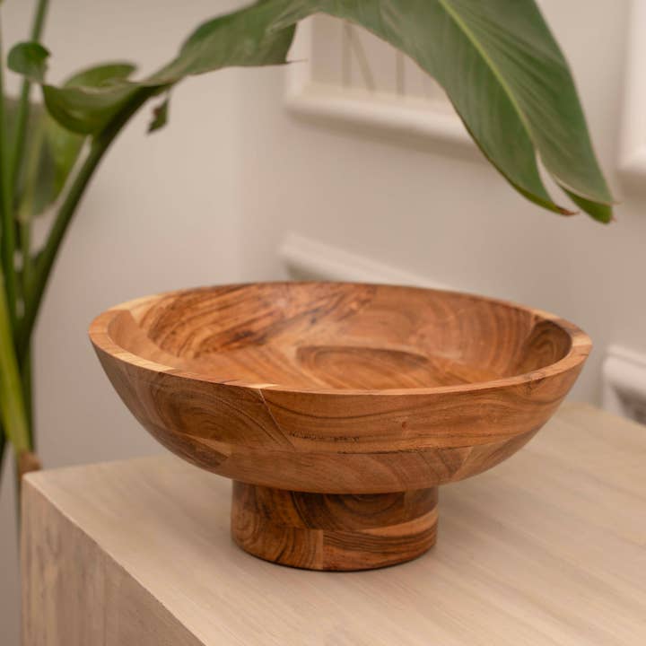 LuxeDesigns Co LLC - Wholesale Decorative Plate/Dish/Bowl - Wooden Footed Bowl by Luxe Designs – Handcrafted Decorative Fruit Bowl with Elegant Footed Base for Dining, Serving, and Home Décor – Perfect for Fruits, Snacks, and Centerpiece Display6