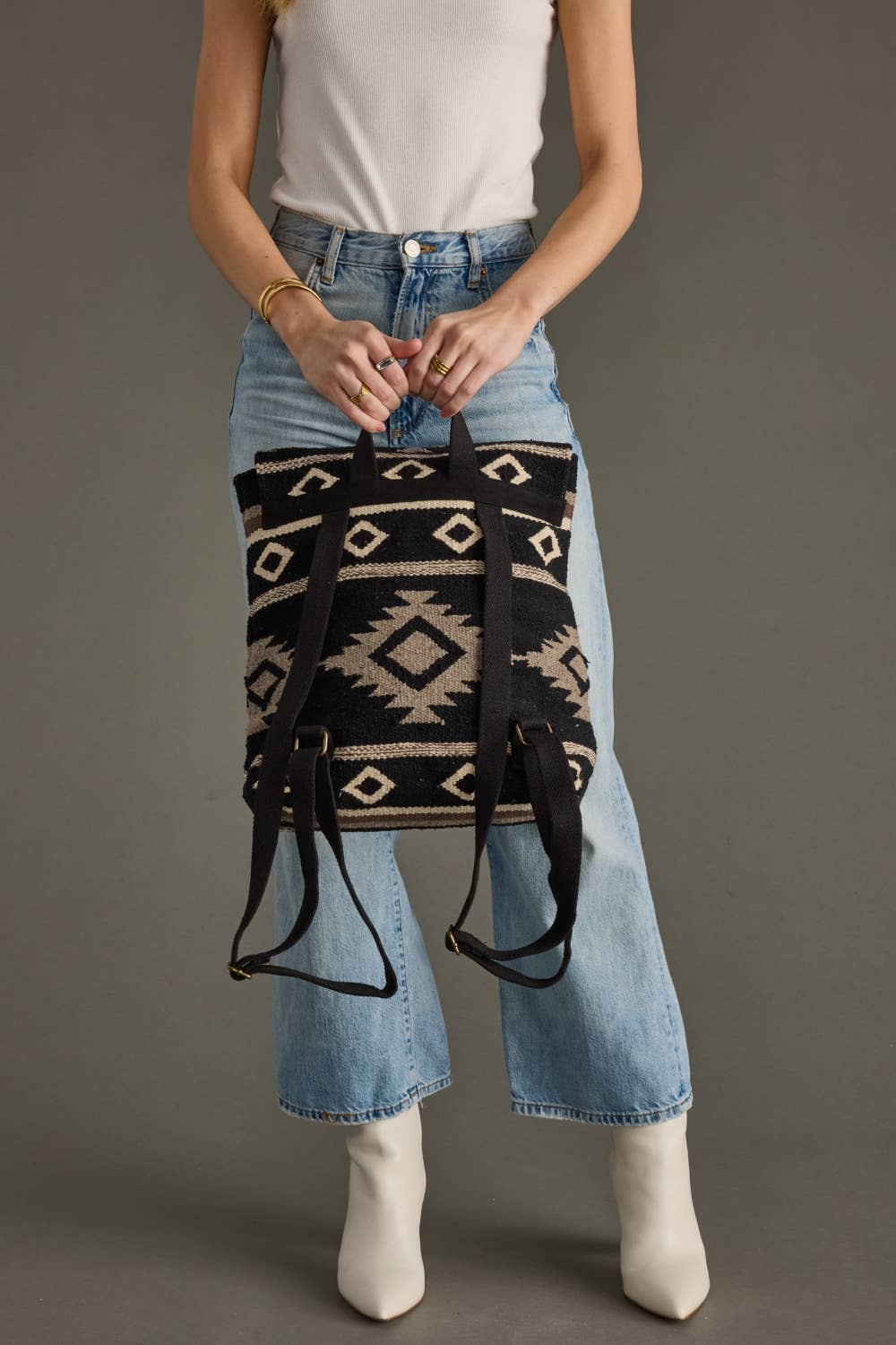Panache Apparel Co. - Wholesale Backpack - Women's - Black, Taupe & Cream Aztec Backpack2