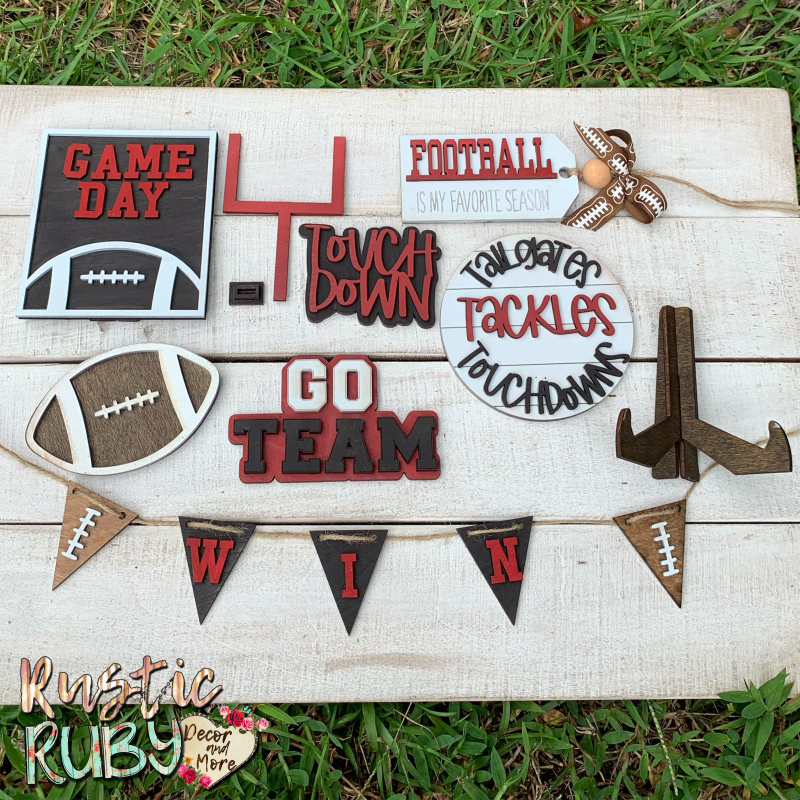 Rustic Ruby Decor and More LLC - Wholesale Decorative Tray - Football Game Day Tier Tray Set7