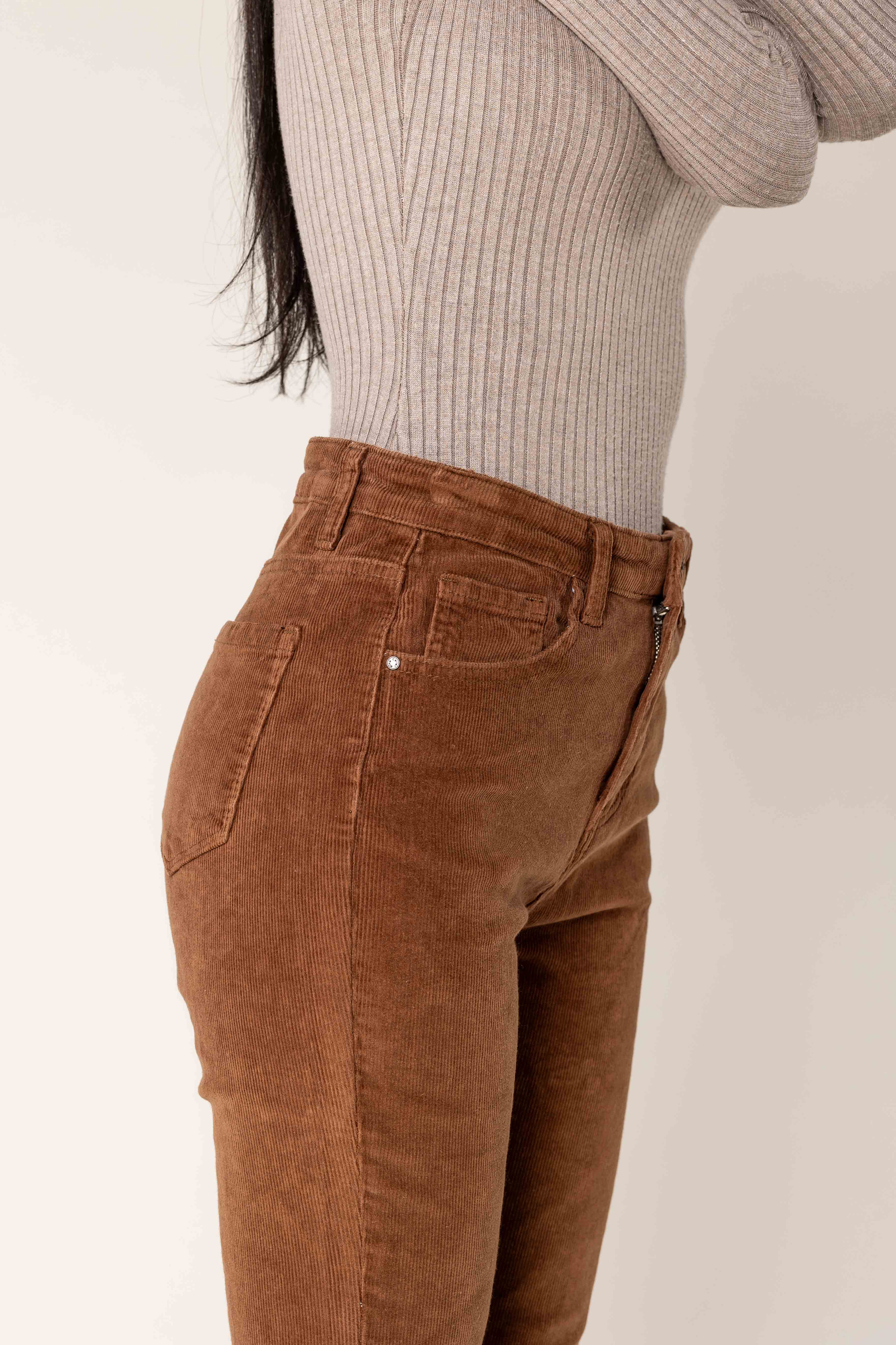 Nina Carter - Wholesale Pants - Women's - Bootcut High Waist Corduroy Back to School J22122