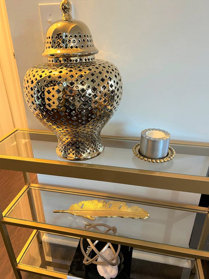 Ella Gold Lattice Ginger Jar (Multiple sizes) for wholesale by Noori Rug