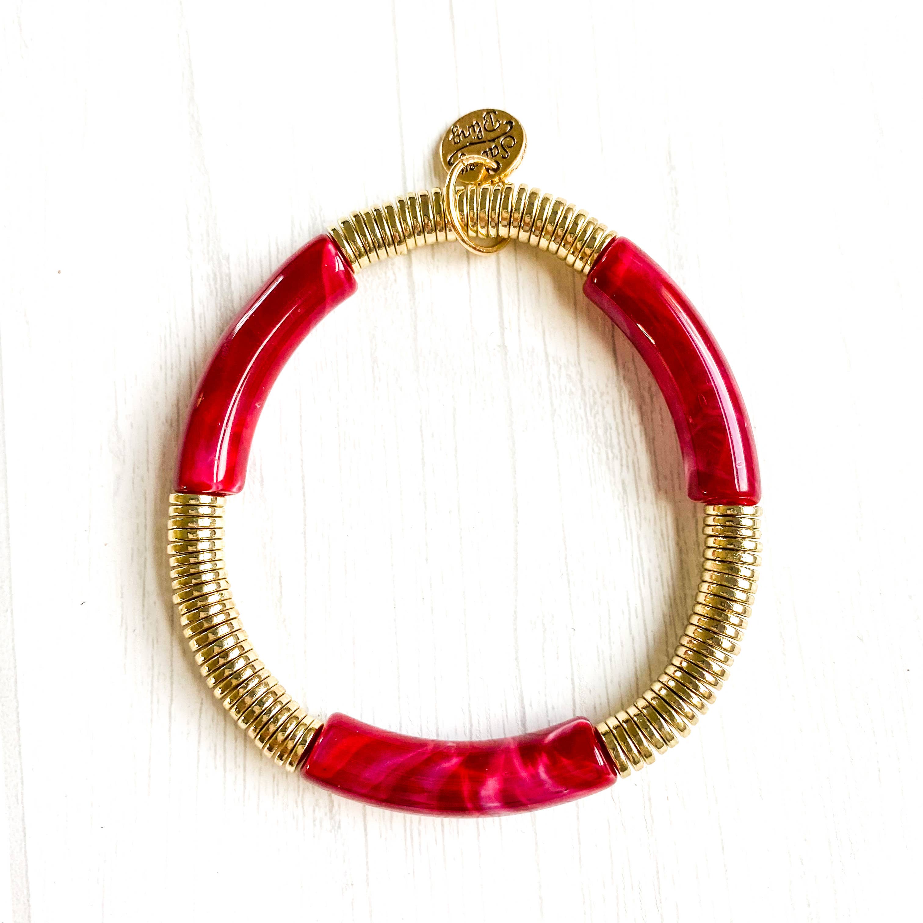 Savvy Bling - Wholesale Beaded Bracelet - Acrylic Tube Bamboo Bracelet & Gold11