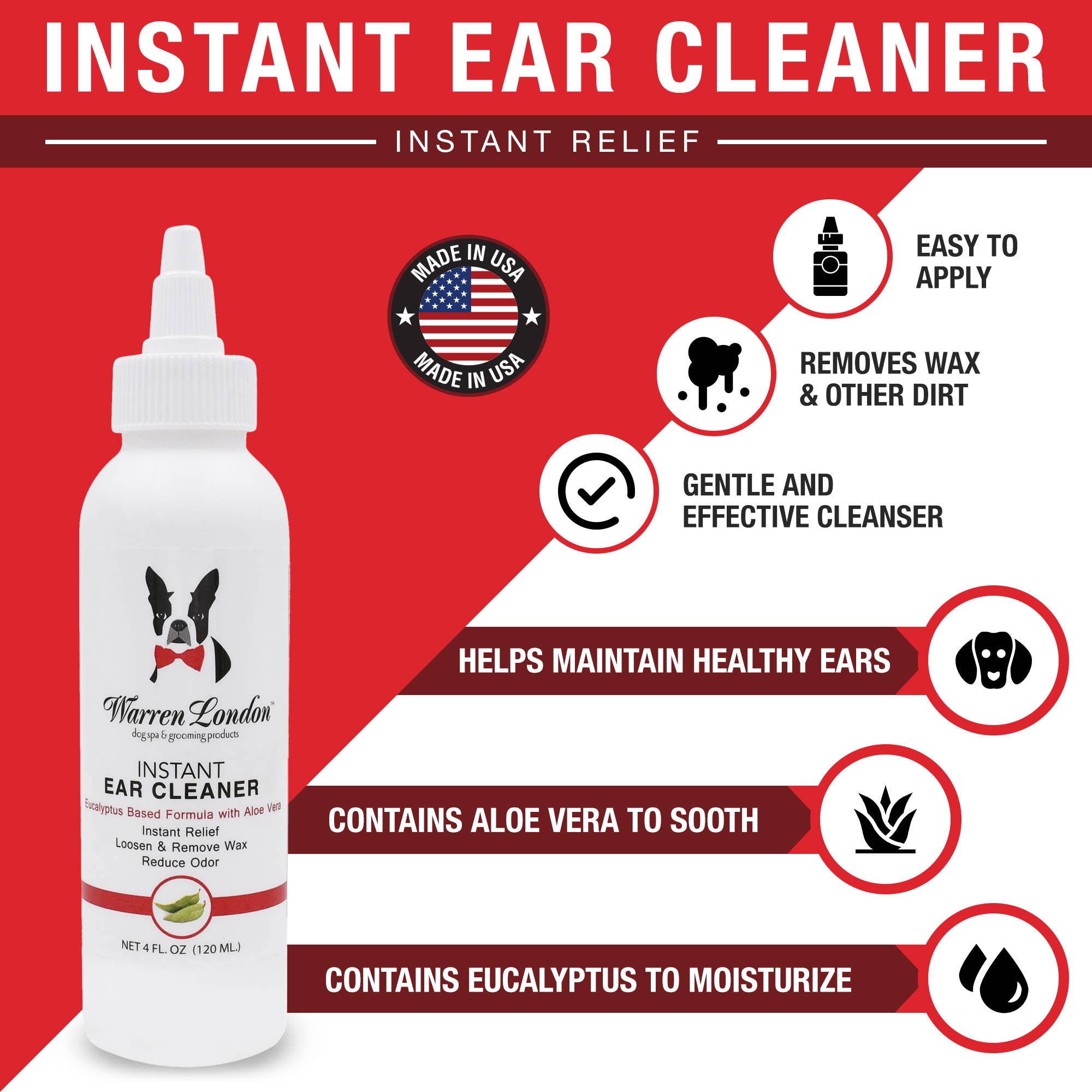 Warren London Dog Products - Wholesale Pet Grooming Aid - Dog - Instant Ear Cleaner - 3 Sizes1