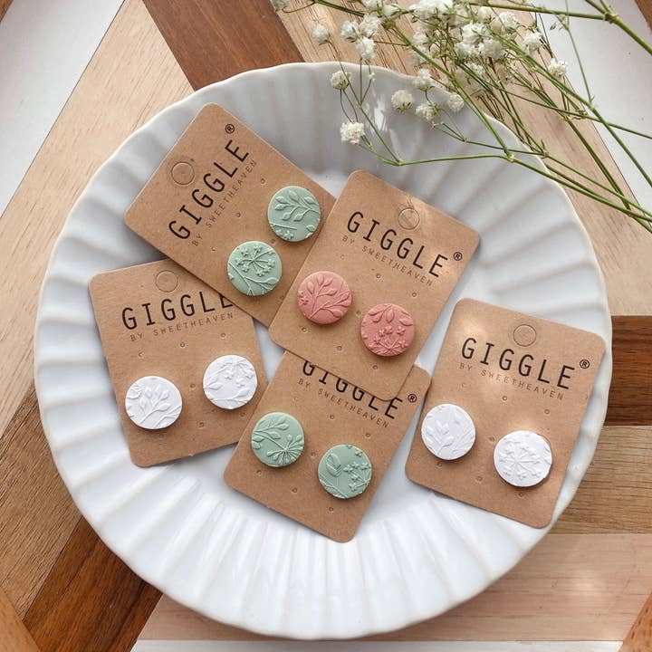 Giggle with Love - Wholesale Stud/Post Earrings - Polymer Clay Fall Flower Stud Earrings