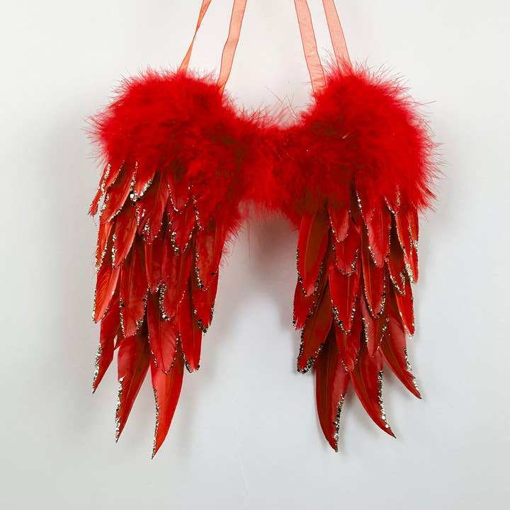 Zucker Feather Products - Wholesale Ornament - Red Feather Angel Wing Ornament2