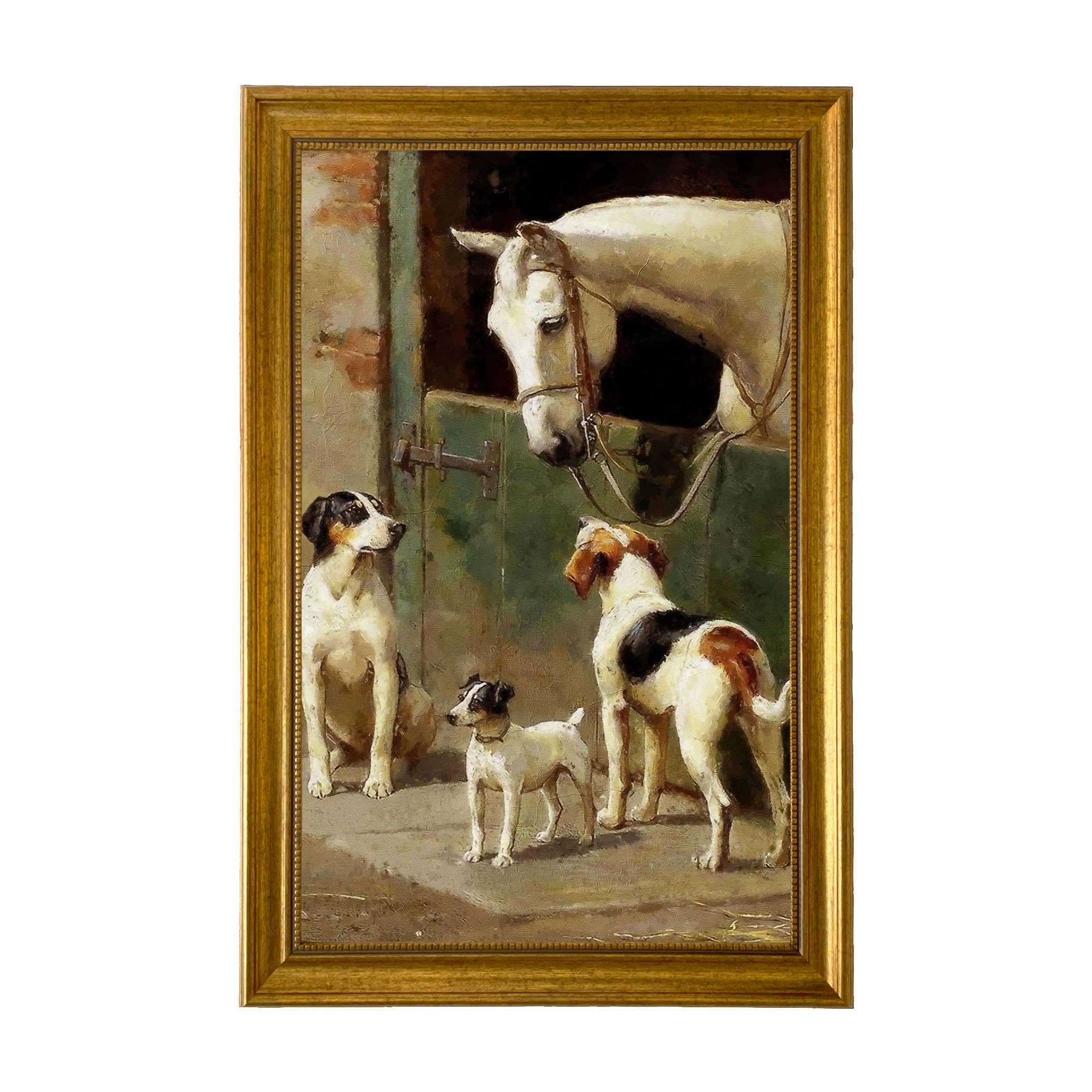 Madison Bay Co. - Historical Home Decor Reproductions - Wholesale Art Print - Dog and Horse at Stable Vintage Painting Print on Canvas18