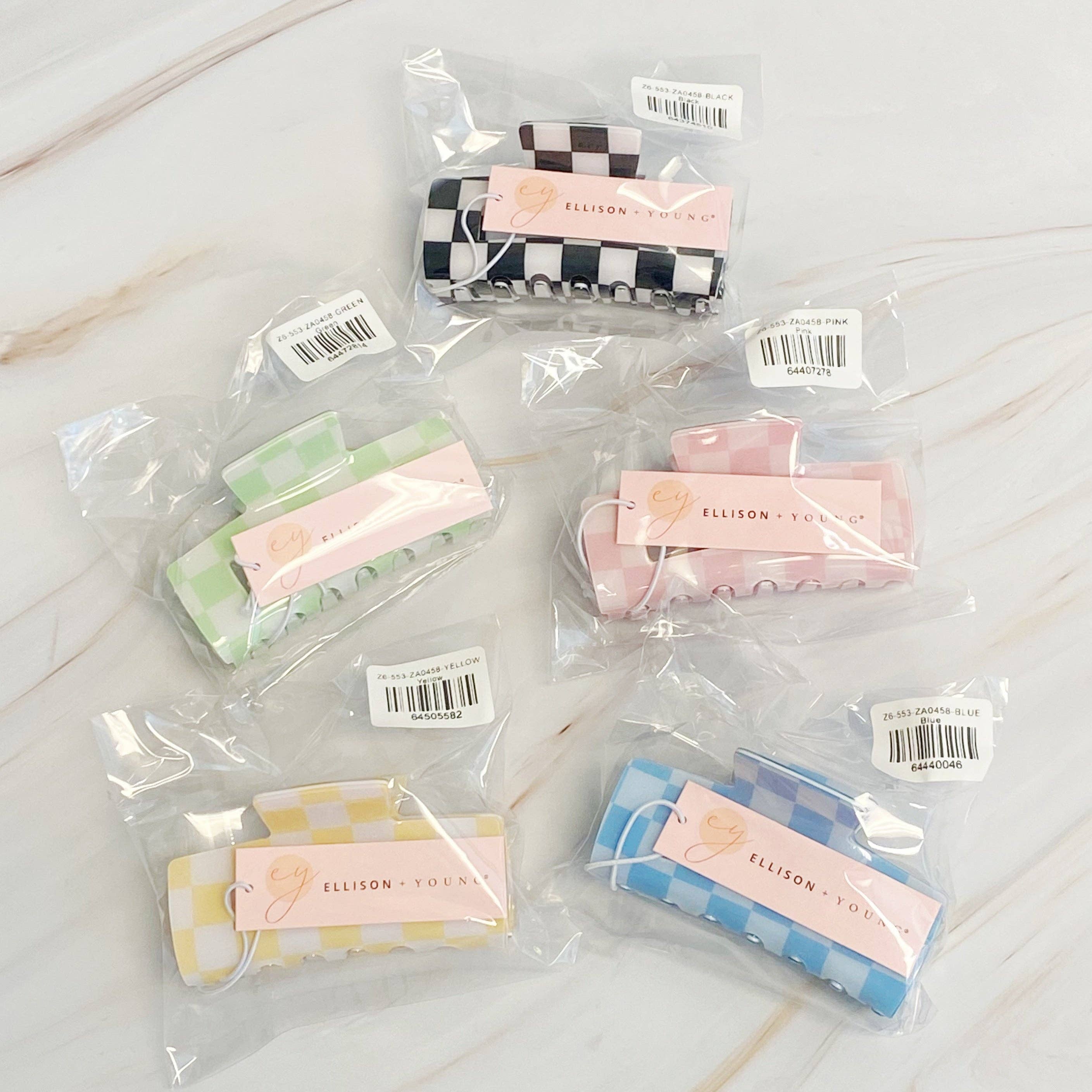 Ellison+Young - Vendita all'ingrosso Fermaglio per capelli - Donna - Pinza per capelli Checker Lovers a motivo scacchiera7