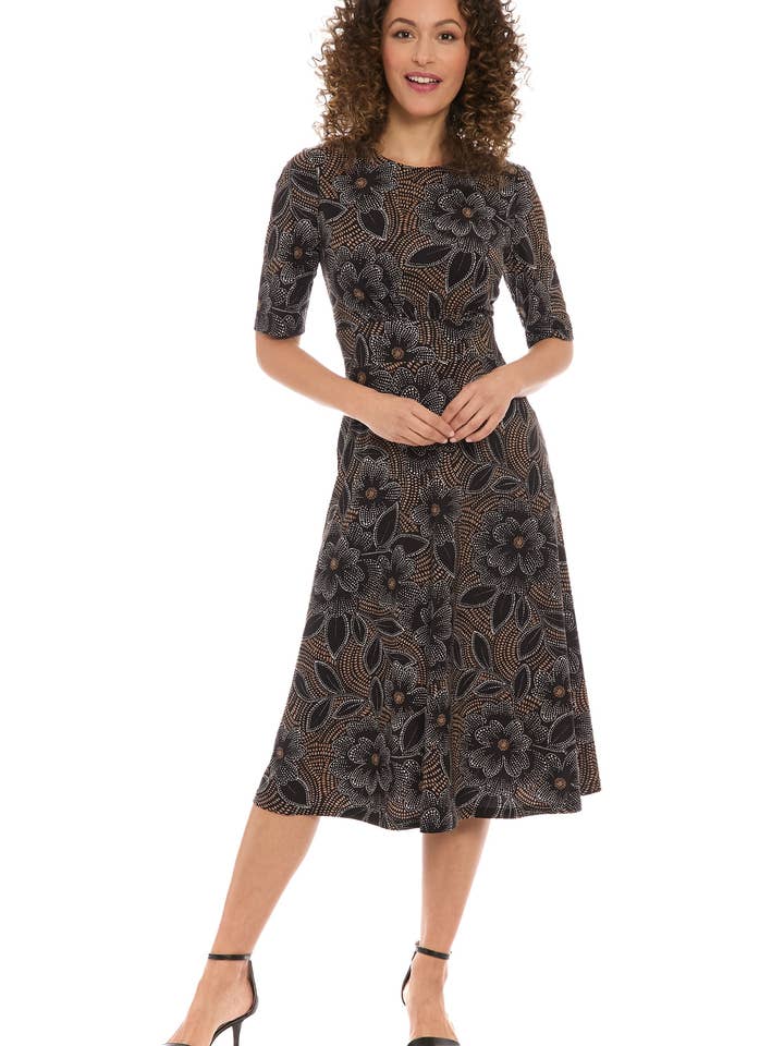 INSET WAIST MIDI SHORT SLEEVE for wholesale by Maggy London Group