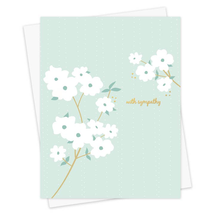 Dogwood Foil Stamped Sympathy Card for wholesale by Night Owl Paper Goods
