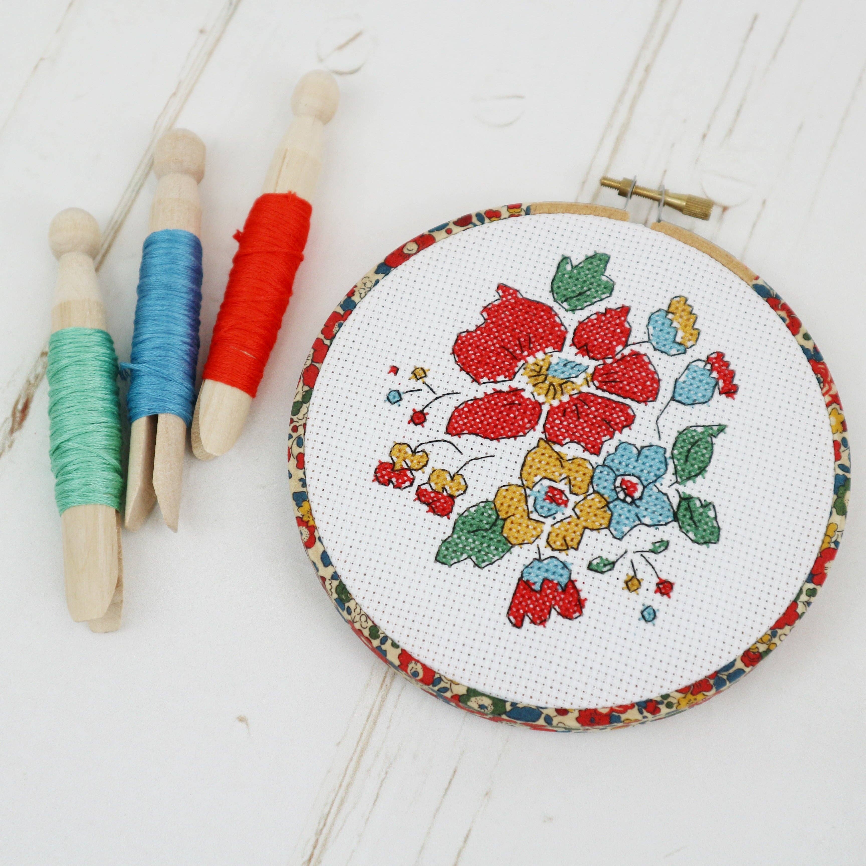 Stitchkits Crafts - Wholesale Embroidery/Cross Stitch Supplies - Floral Cross Stitch Kit Embroidery Hoop Kits. 3