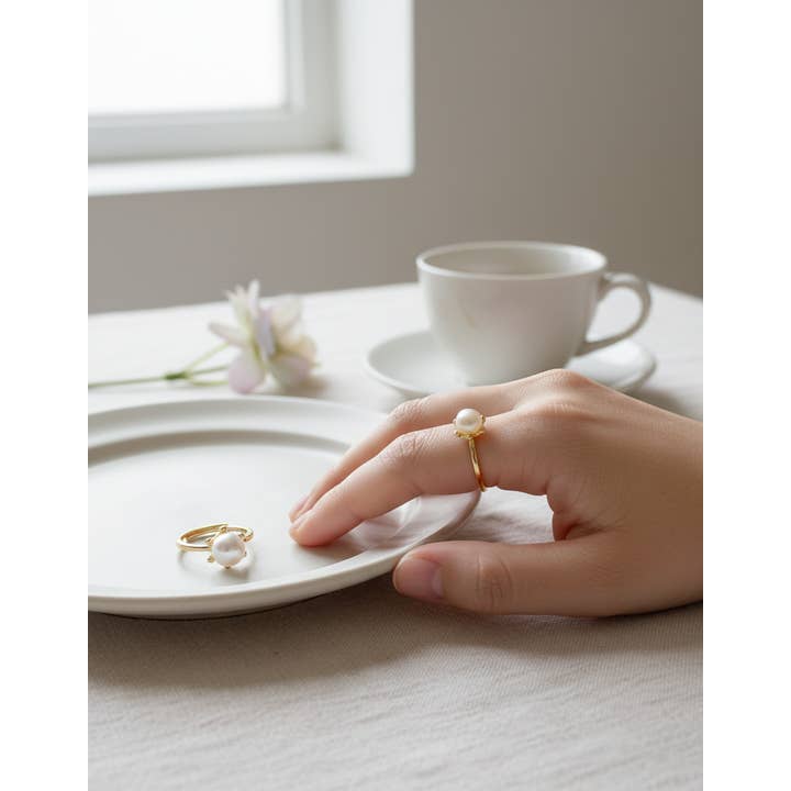 iBijoux – Anel de pedra única/solitário por atacado – Anel de Declaração com Pérola Dourada (1R08c)10