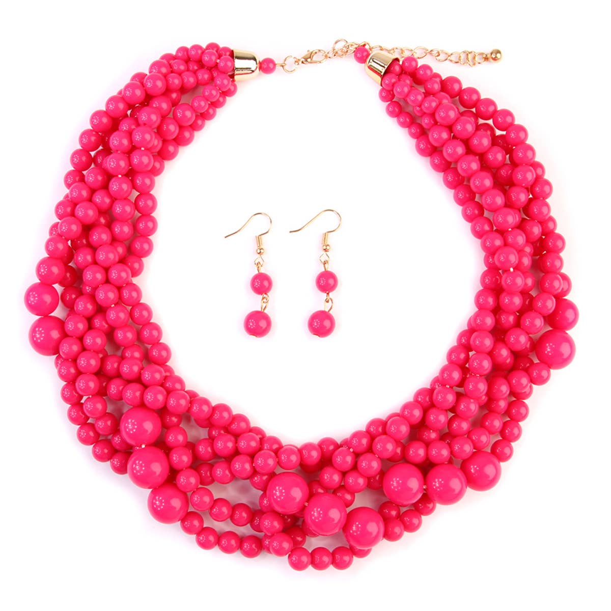 MYS Wholesale Inc - Vente Parures de bijoux - Ensemble collier ras-du-cou et boucles d'oreilles à bulles à plusieurs brins pour femmes32