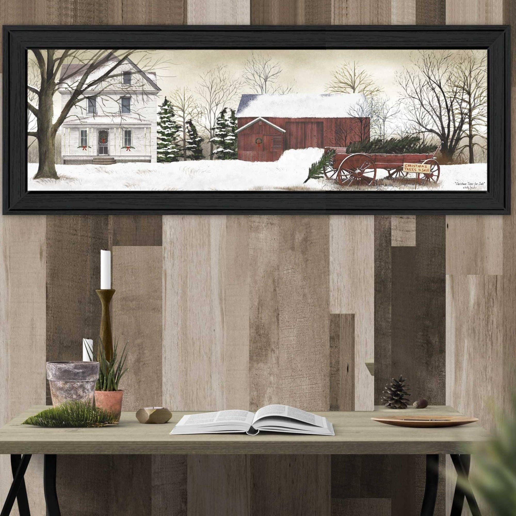 39F Inc. - Wholesale Art Print - Trendy Decor 4U 'Christmas Trees for sale' Framed Wall Art, Modern Home Decor Framed Print for Living Room, Bedroom & Farmhouse Wall Decoration by Billy Jacobs2