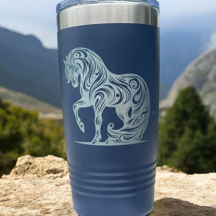 Tazza da viaggio Horse Design, Bicchiere isolante, Tazza calda e fredda per la vendita all'ingrosso da parte di The Krafty Equestrian