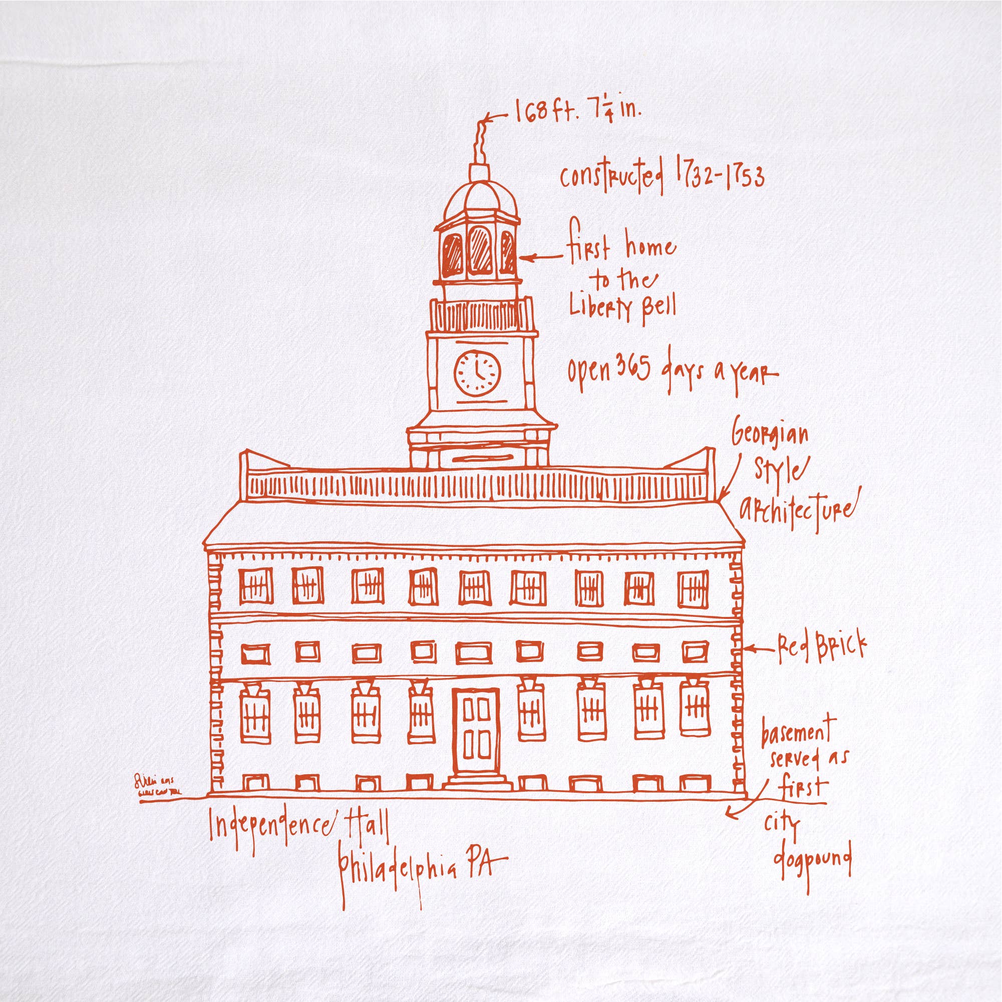 Girls Can Tell - Wholesale Tea Towel - Independence Hall Tea Towel | kitchen | flour sack | dish1