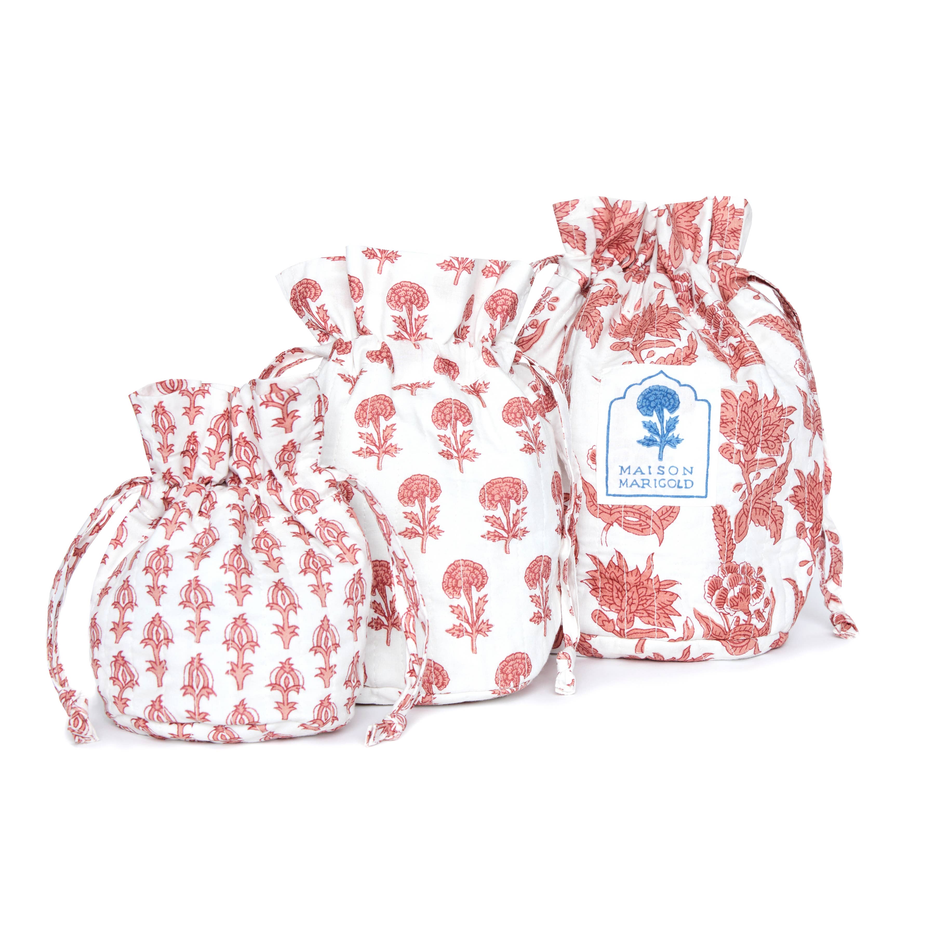 Maison Marigold - Wholesale Drawstring Bag - Women's - St. Barts Pink Travel Bags, Set of 30