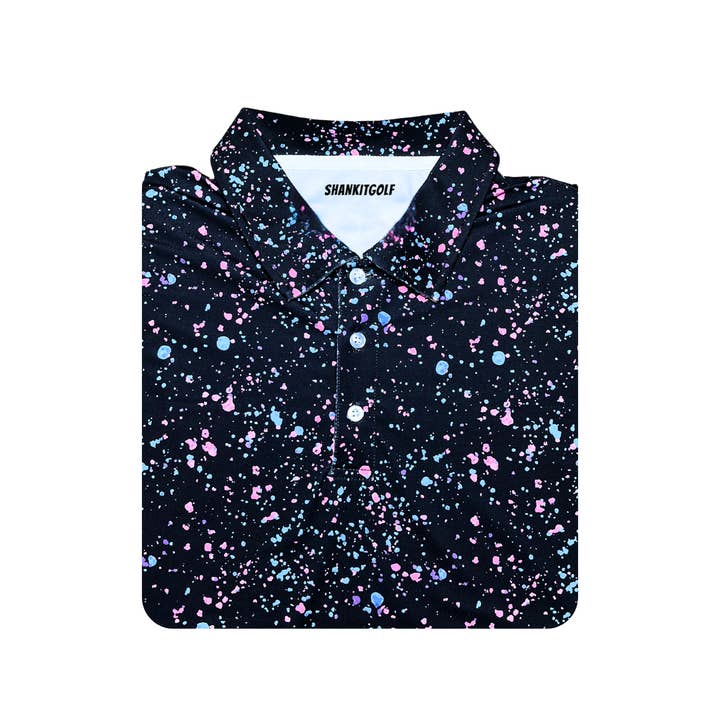Shank It Golf - Wholesale Polo - Men's - Paint Splatter Polo Black