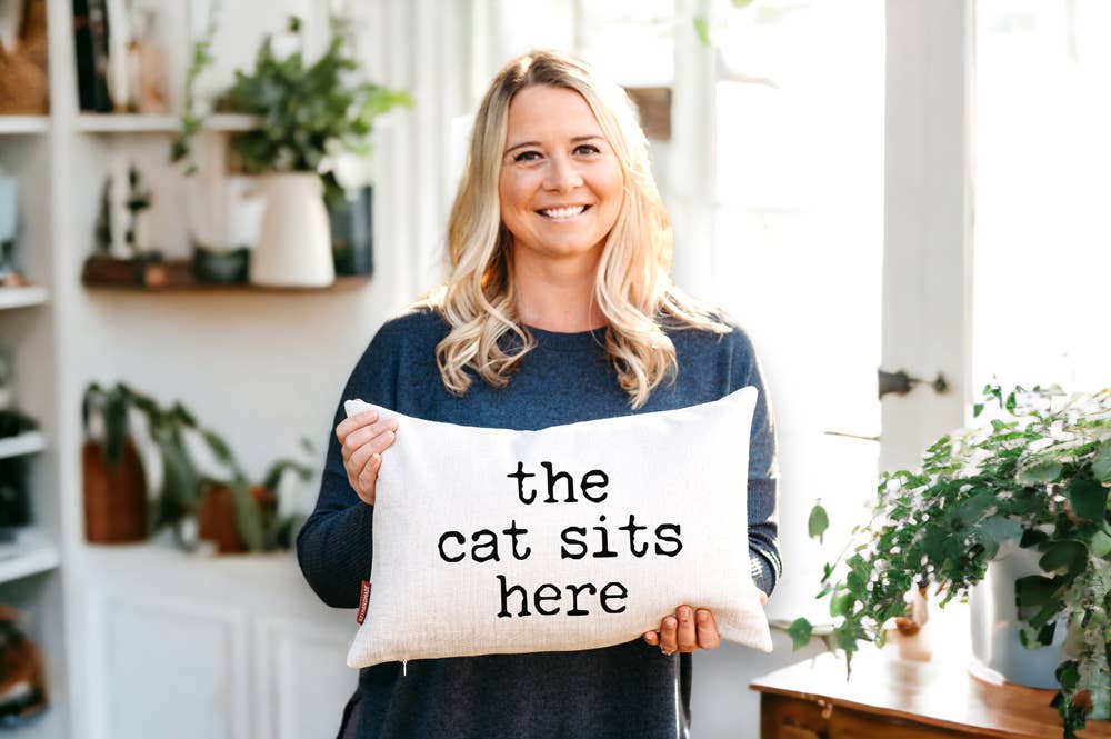 521handmade - Wholesale Throw/Decorative Pillow - The Cat Sits Here Pillow1