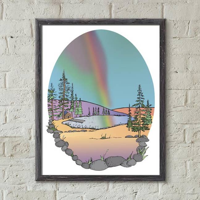 Rainbow Cabin 11x14in Art Print for wholesale by Roam Wild Designs