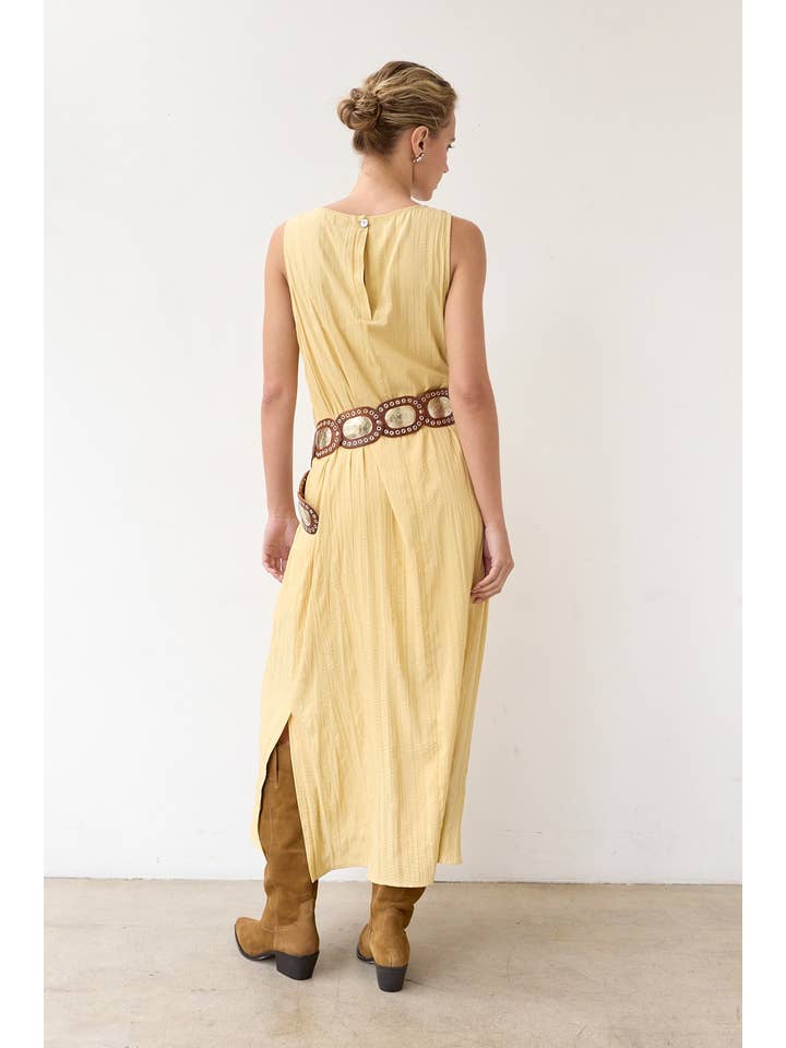 MUTE YELLOW Textured Easy Dress With Slip Dress - RD1103 for wholesale on Faire4