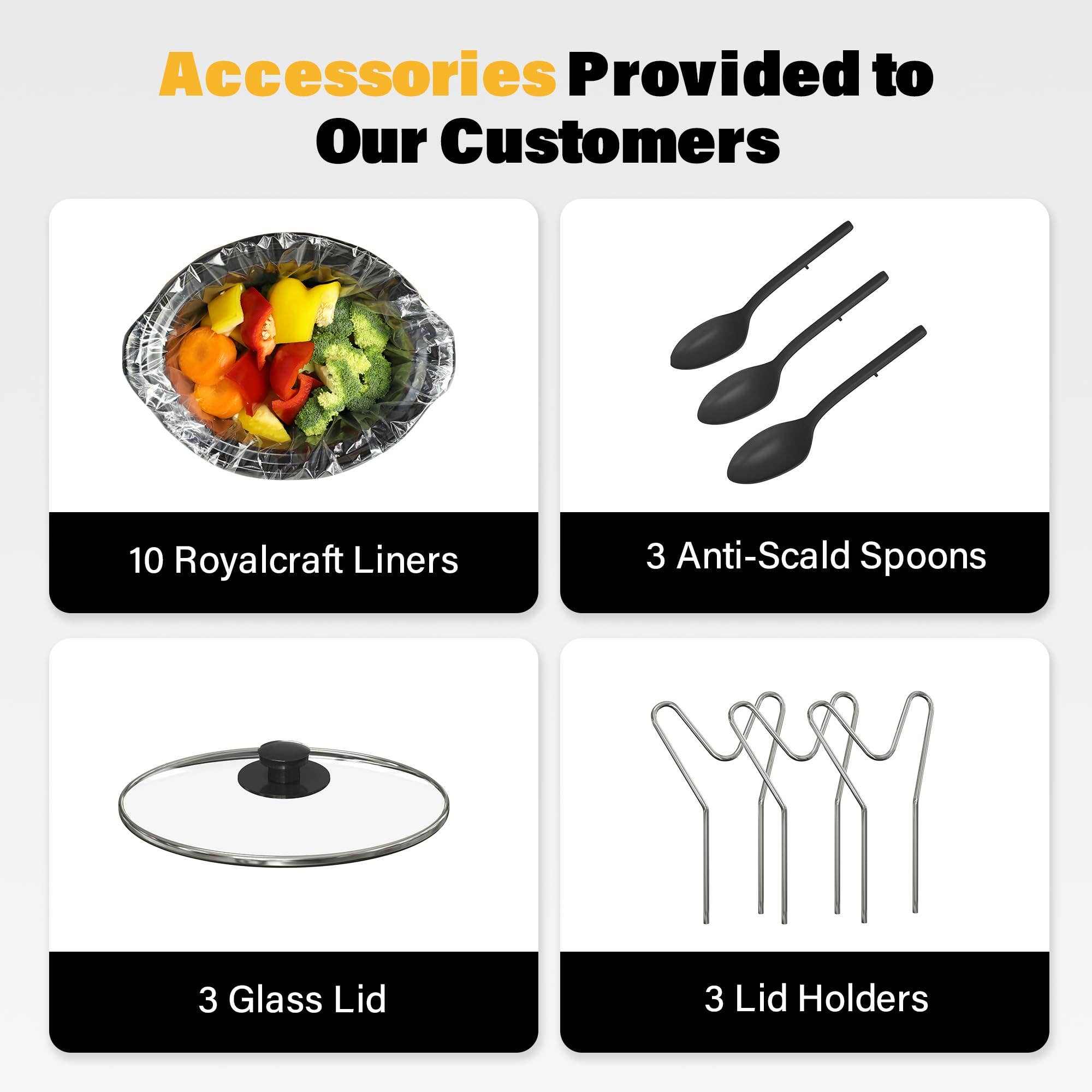 Heynemo - Wholesale Cooking Pot - Royalcraft 3x1.5 Qt. Slow Cooker with 10 Inner Bags5