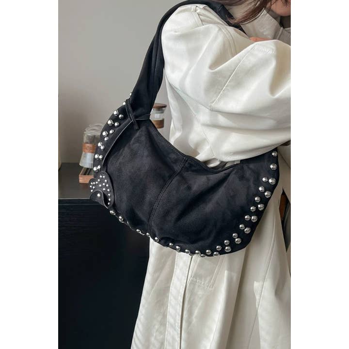.1014 Faux Suede Studded Shoulder Bag SI-28890 and other Purchase Wholesale studded purses. Free Returns & Net 60 Terms on Faire trending on Faire.