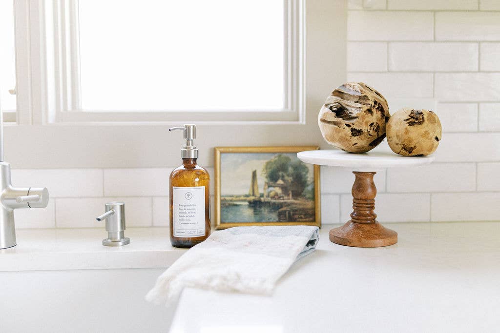 Plains + Simple - Wholesale Soap Dispenser - I Am Grateful Amber Glass Reusable Soap/Lotion Dispenser13