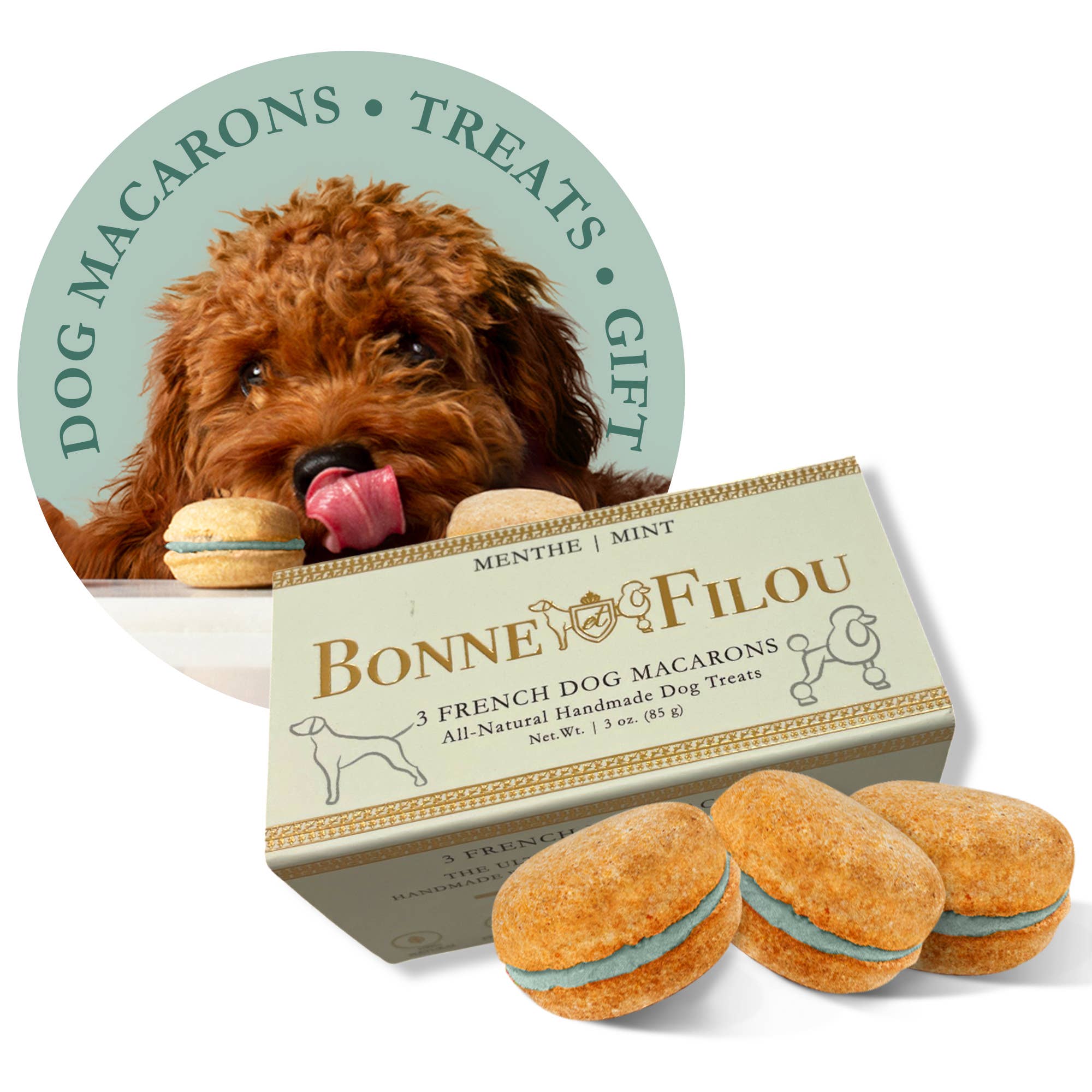 Bonne et Filou - Vente Friandises – chien - Macarons pour chiens | Cadeaux pour chiens (lot de 3)0