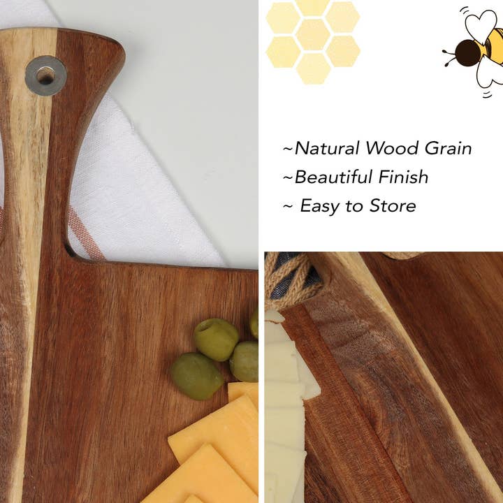 The Teehive – Tábua de queijos por atacado – Tábua Charcutaria w Pega Acacia Madeira Natural BRANCO2