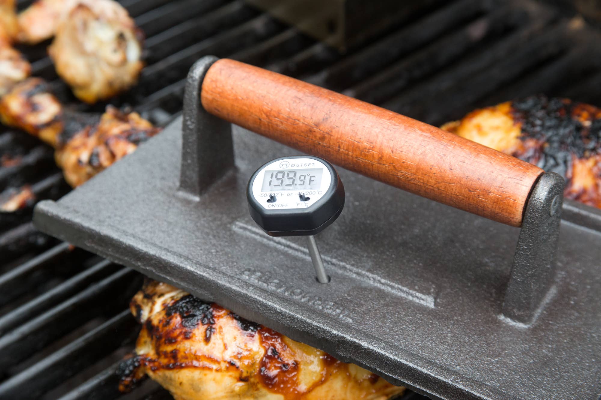 Fox Run Brands - Wholesale Outdoor Grill Tools - Outset Cast Iron Grill Press with Rosewood Handle, 5" x 9"2