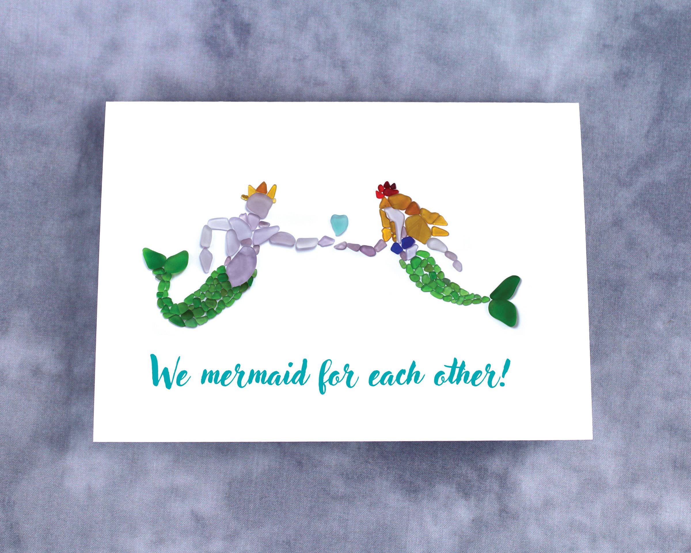 Beachcombing / Etched by the Sea - Wholesale Love Card - Sea Glass We Mermaid For Each Other Mermaid and Merman Card1