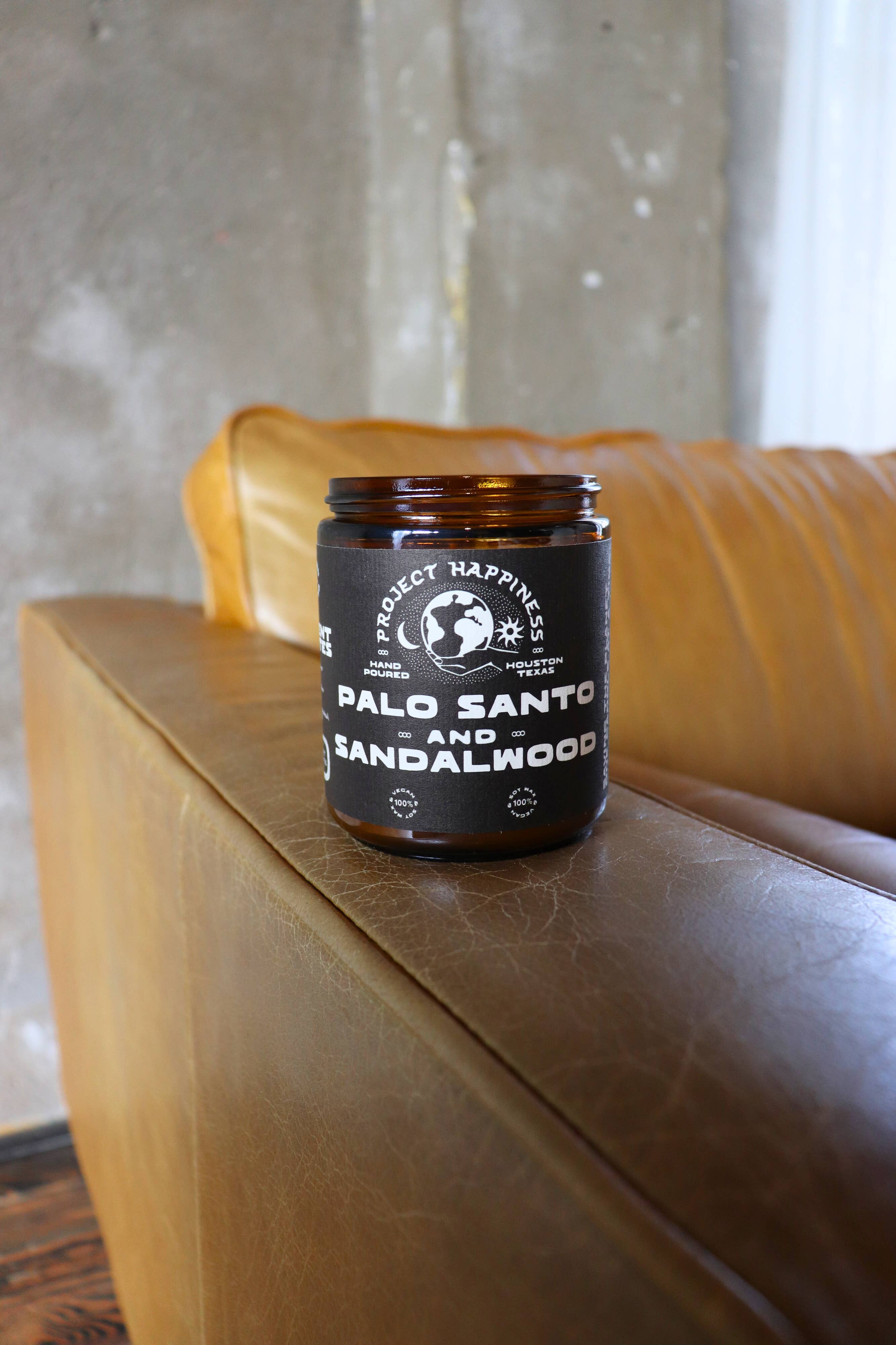 Project Happiness Candle Co. - Wholesale Jar/Filled Candle - Palo Santo and Sandalwood Soy Candle - 8oz1