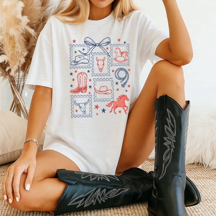 Grafisk T-shirt med västerländskt motiv för wholesale av LaLaSista