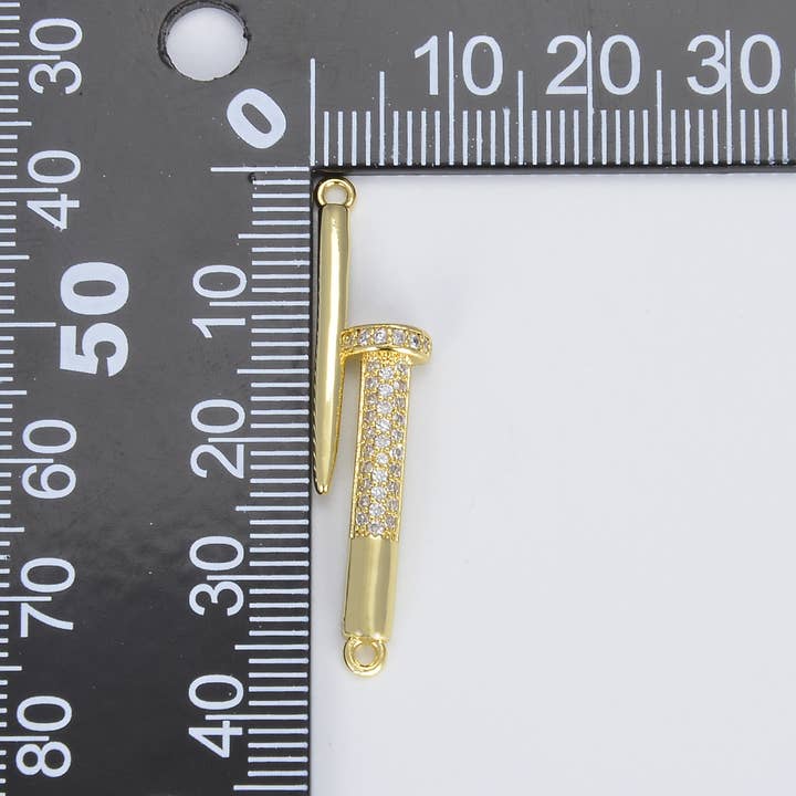 Beads Creation - Wholesale Craft Supplies - Gold Filled Simple Unique Nail and Hammer Connector CN3971