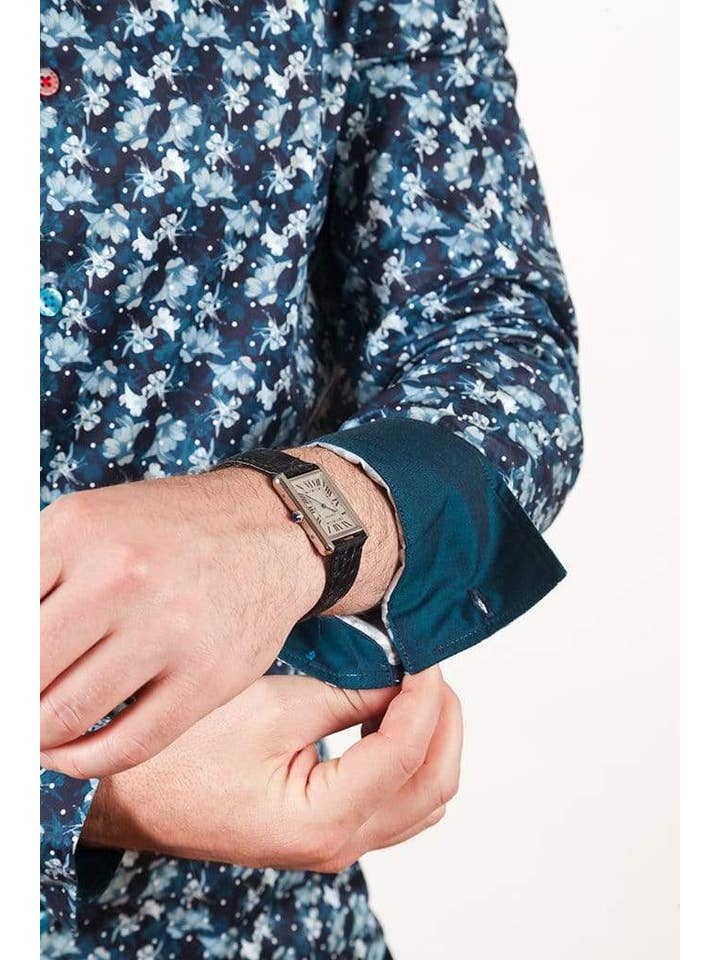 Aayat Menswear - Vente Chemise à col boutonné – homme - CHEMISE À FLEURS POUR HOMME À COL BOUTONNÉ