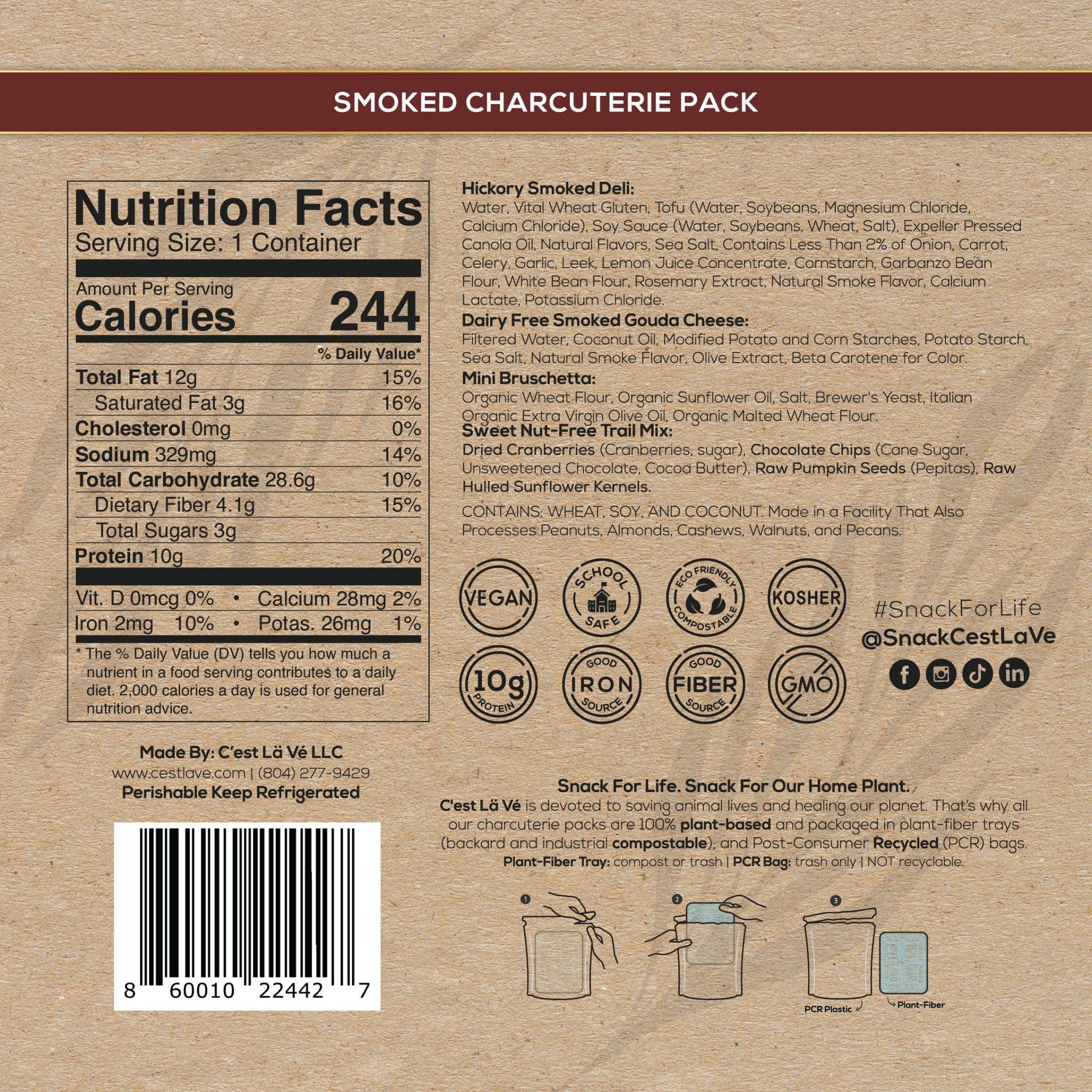 C'est Lä Vé - Wholesale Shelf Stable Prepared Meal - Smoked Plant Based Charcuterie Snack 5