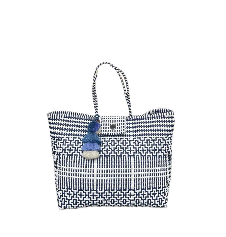 Squeeze De Citron - Wholesale Tote Bag - Women's - Preppy Tile Navy / White Citron Tote3