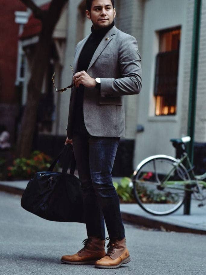 Mens Turtleneck With Blazer Gray Blazer for wholesale by Alberto Nardoni