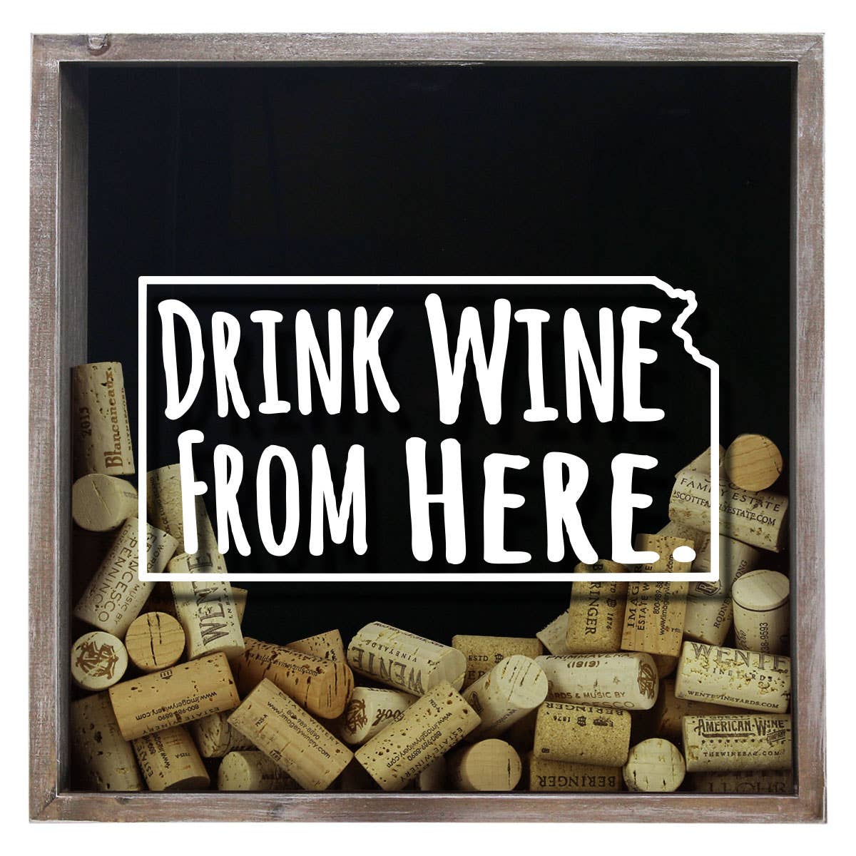 Torched Products - Wholesale Sign - Drink Wine From Here Beer Cap Shadow Box - Farmhouse Antique14
