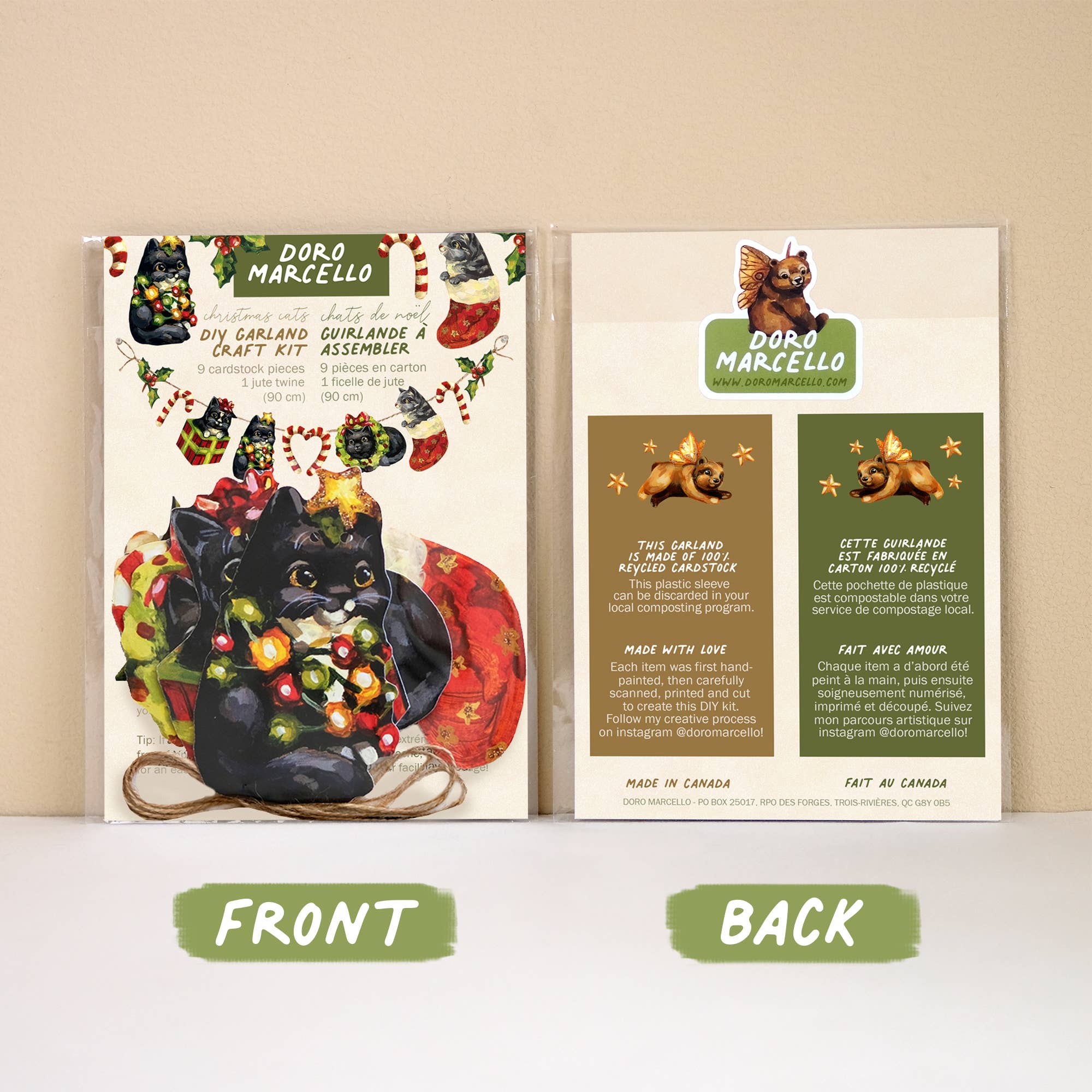 Doro Marcello - Wholesale Bunting/garland - Christmas Cats Garland | DIY Holiday Paper Garland Craft Kit2