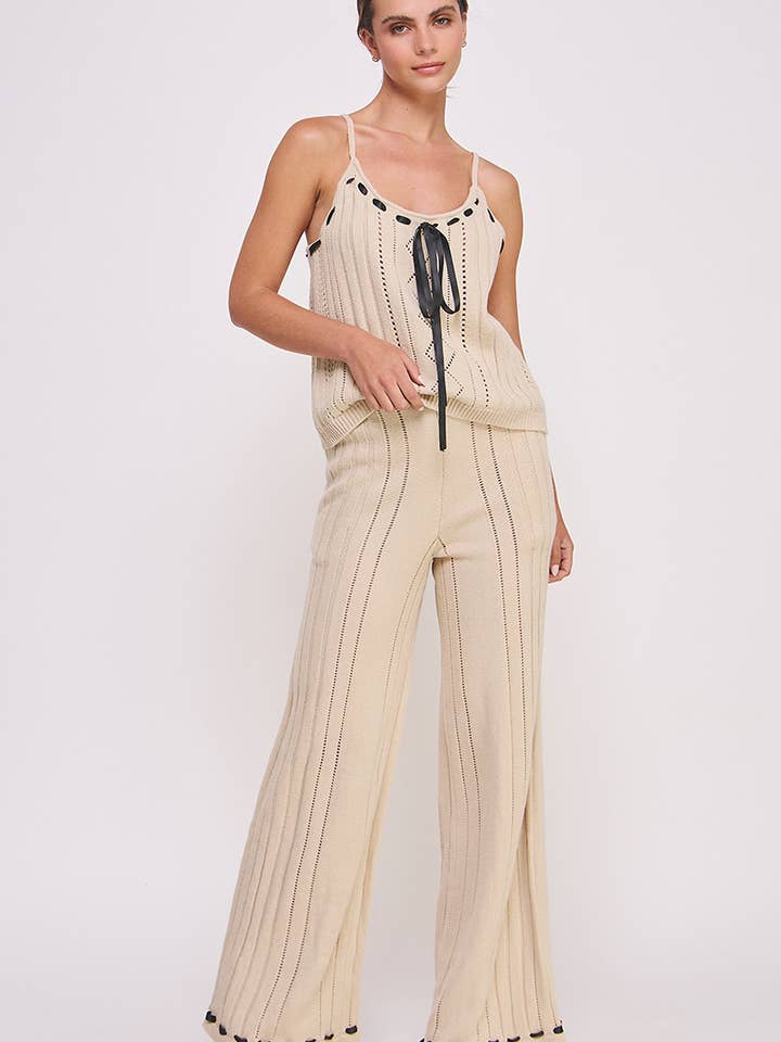 Boho Knit Two-Piece Set - TAN for wholesale by AIBLEE